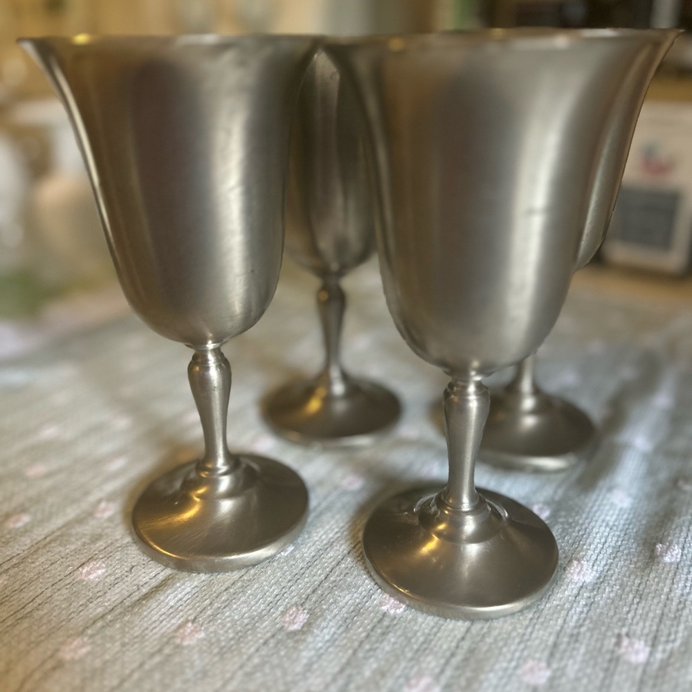 Elegant Pewter Goblet Set